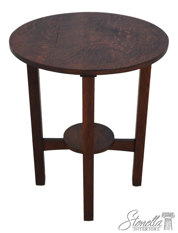 F63851EC: L&JG STICKLEY Antique Round Mission Oak Lamp Table
