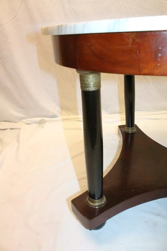 Great Quality French Empire Mahogany Round Marble Top Center Table gallery