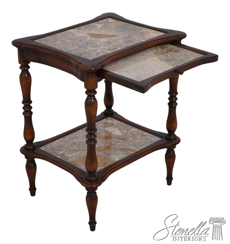 L67214: THEODORE ALEXANDER 2 Tier Mahogany Marble Top Stand
