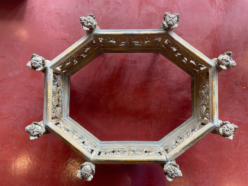 Antique Coffee Table Hand Carved - Beautiful Patina gallery
