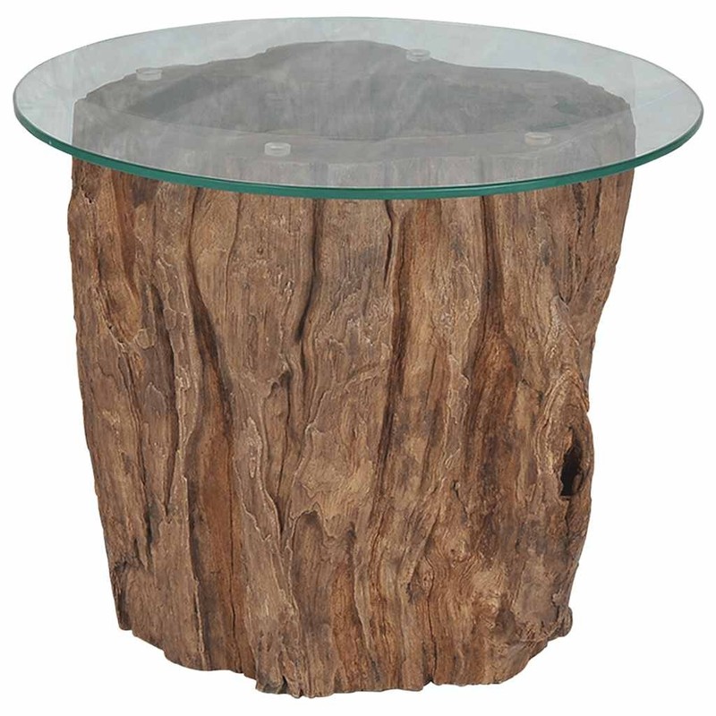 Coffee Table Round Sofa End Table Side Table Solid Wood Teak and Glass vidaXL