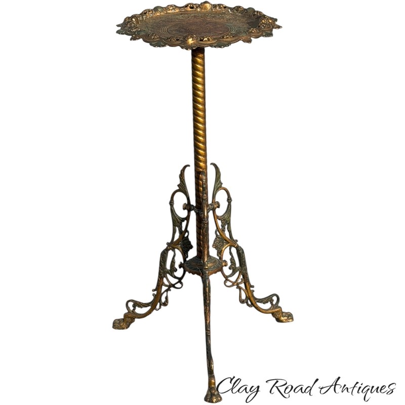 Antique victorian brass cast iron Bradley & Hubbard stand fern table ornate 1890