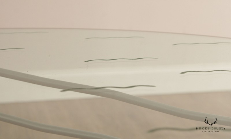 Modern Triangular Glass Top Brushed Steel Table gallery