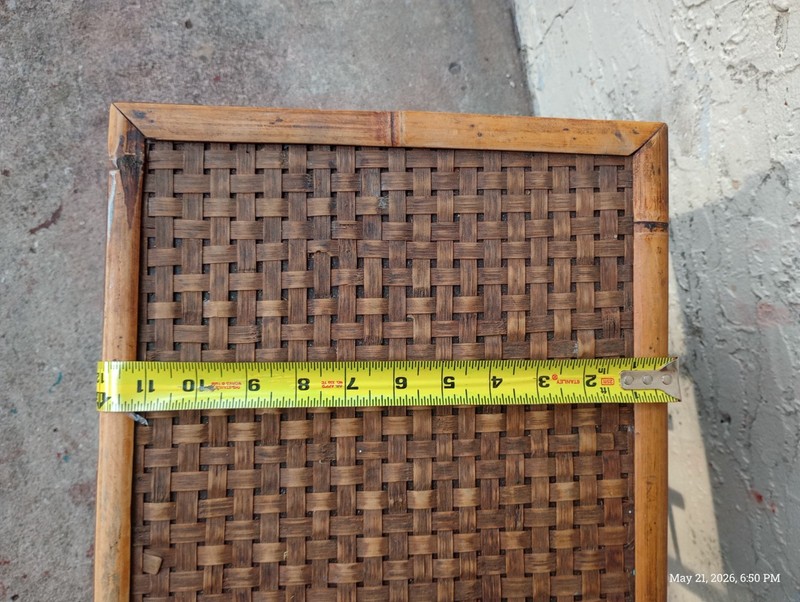 Vintage Palm Beach Regency Bamboo Rattan Side Table Divided Magazine Rack gallery