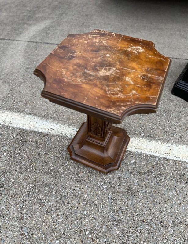 Vintage Heirloom Weiman Side Table- Brown with carvings