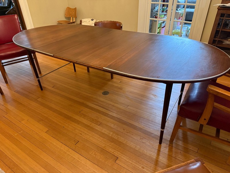 96” Paul McCobb directional Connoisseur Mahogany and Brass Dining Table