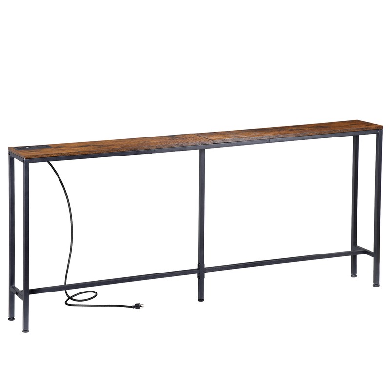 Console Table with Power Outlet 70″ Long Narrow Sofa Entryway Side Hallway Table