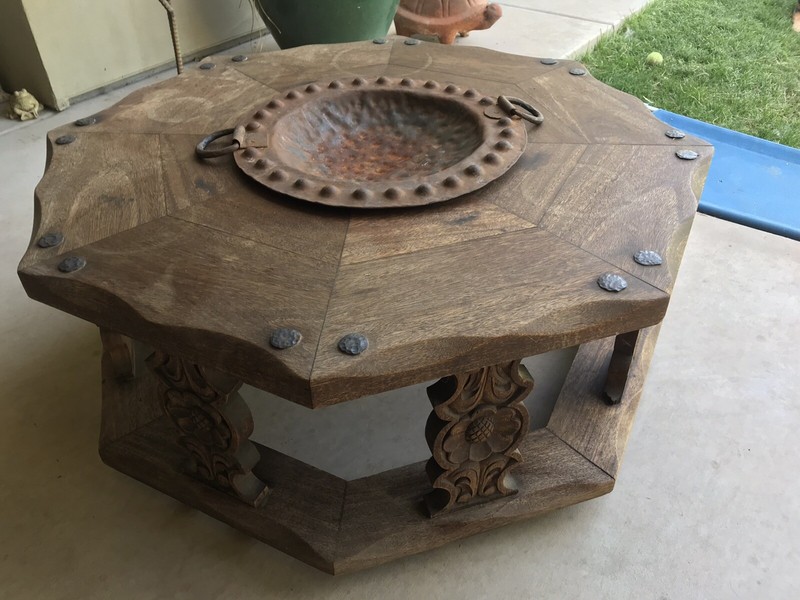 Vintage Octagon Mexican Copper Table Top Small Fire Pit