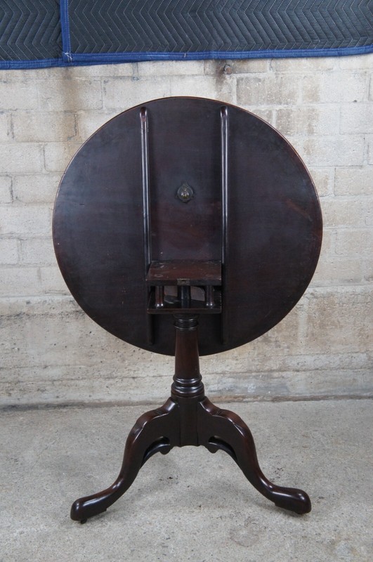Antique 18th Century George II English Mahogany Tilt Top Birdcage Tea Table gallery