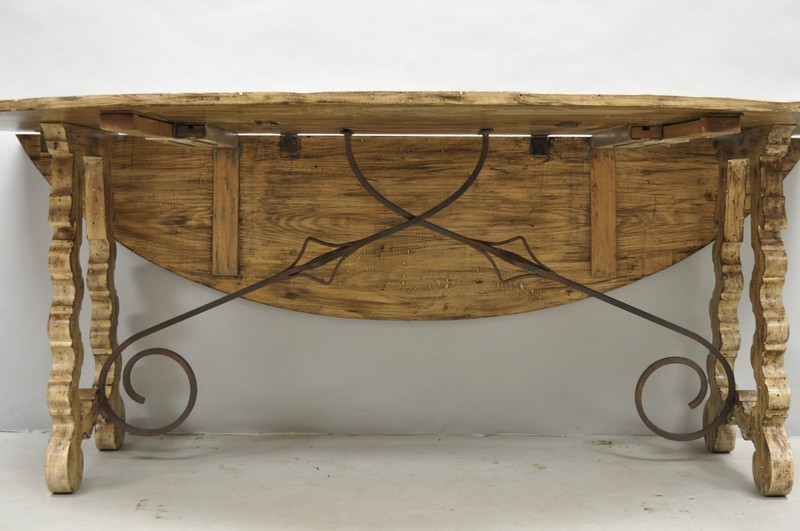 French Country Style Oval Drop Leaf Farmhouse Pine Woodgrain Dining Room Table gallery