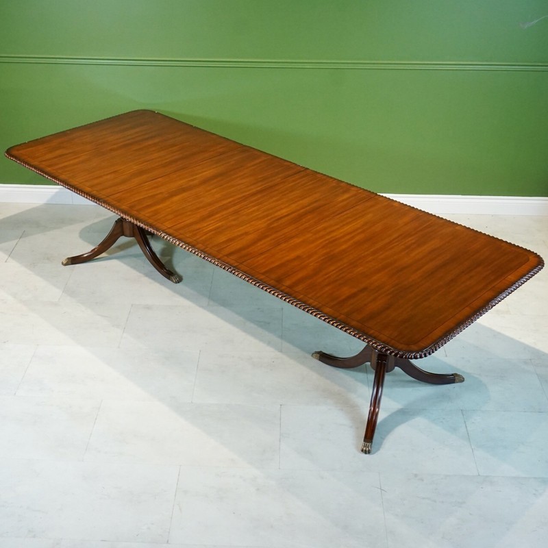 NO TARIFFS! 10′ Rope Edge Duncan Phyfe mahogany 2 pedestal formal dining table