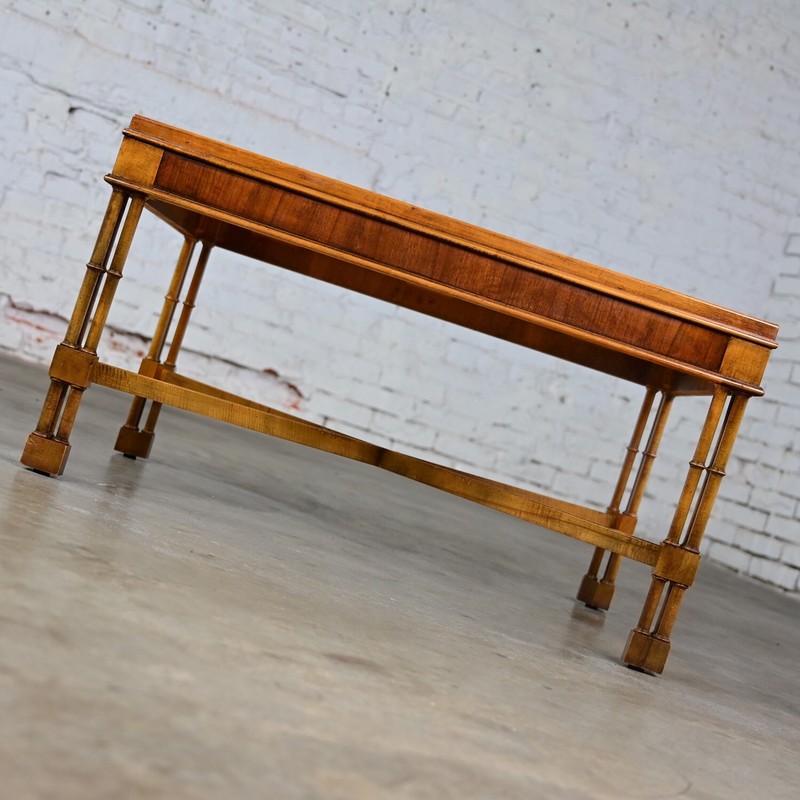 Mid-Late 20th Century Baker Furniture Campaign Style End Table Faux Bamboo Legs gallery
