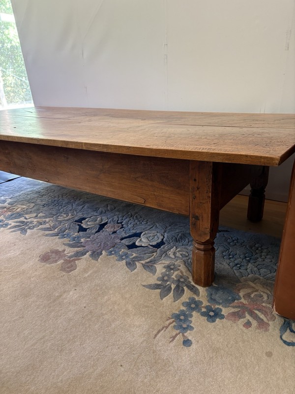 Large Vintage Wooden Coffee Table 72” Unique Reclaimed Buddhist Monk Monastery gallery