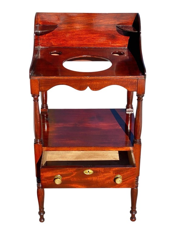 Antique Sheraton Mahogany Washstand / End Table with Drawer gallery