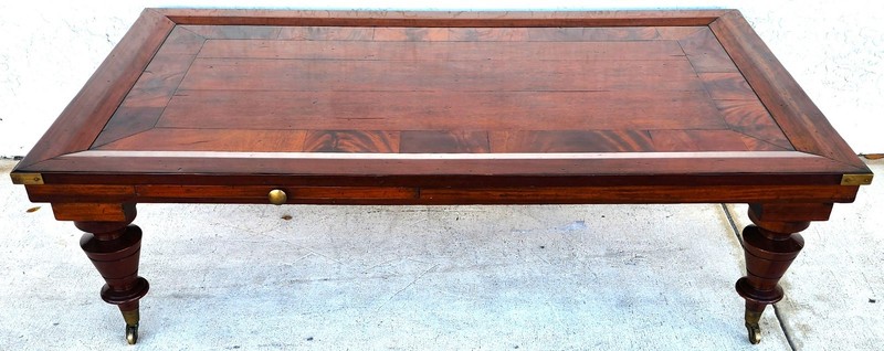 MCM Vintage Wood Inlay Extendable Coffee Table Rolling gallery
