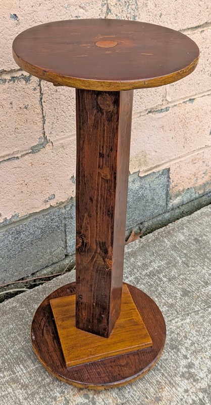 Vintage Antique Old Handmade Mahogany Wood Table Lamp Plant End Hall Table Stand