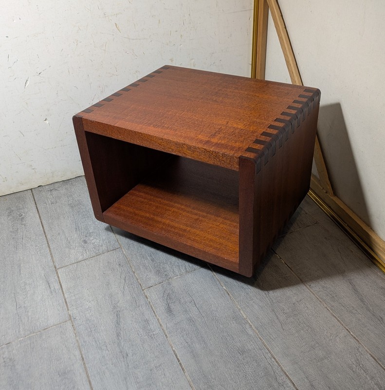 Vintage Mid Century Modern Solid Wood Modular Cube Open Shelf Low Table Mahogany