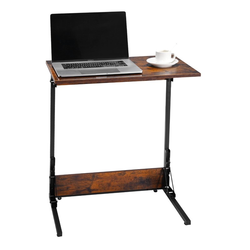 Uimoso C-Shaped Side Table with Metal Frame and Rolling Wheels/Adjustable Feet gallery