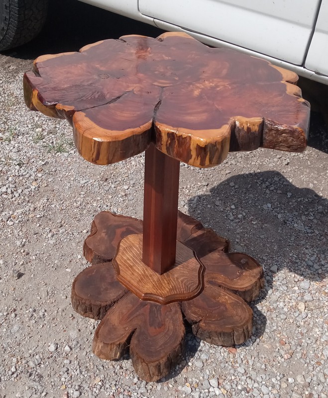 Live Edge Cedar and Pine End Table / Side Table (ET488)