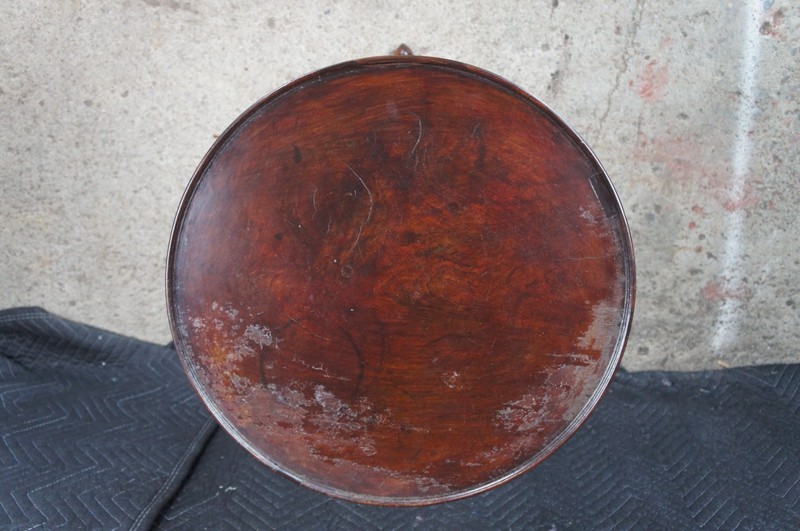 Antique Queen Anne Philadelphia Mahogany Tilt Top Birdcage Candlestand Tea Table gallery
