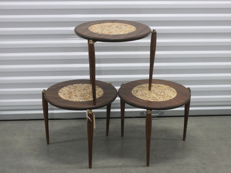 MCM Nesting Stacking Tables Mother of Pearl Spider Leg Set of Three