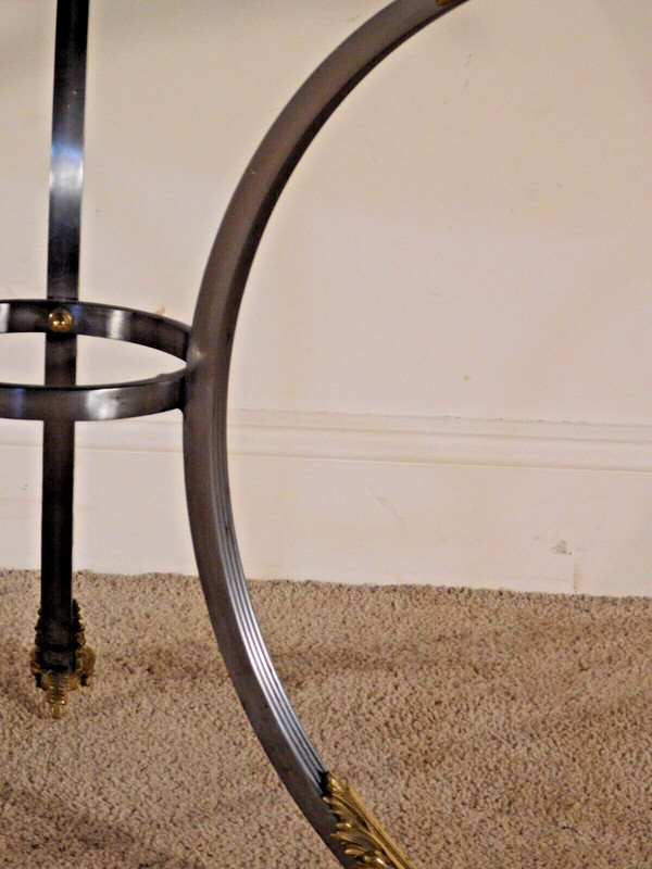 PR #2 Directoire Gueridon Brass & Steel Eagle Head Claw Foot Marble Top Tables gallery