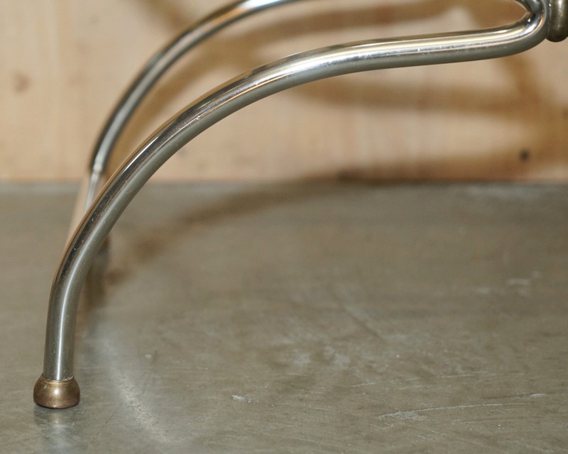 CIRCA 1940'S MAISON JANSEN DUCK / SWAN HEAD SIDE TABLE POLISHED CHROME & BRASS gallery