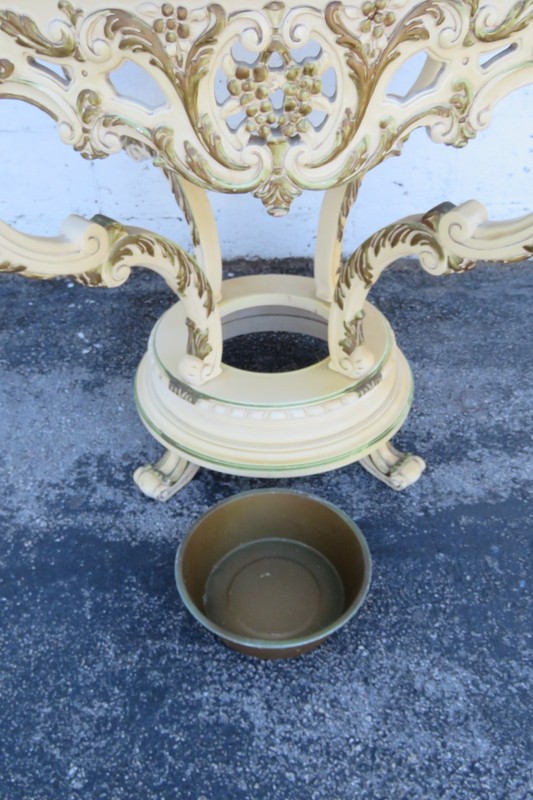 French Heavy Carved Marble Top Large Side Center Table with Planter 6293 gallery