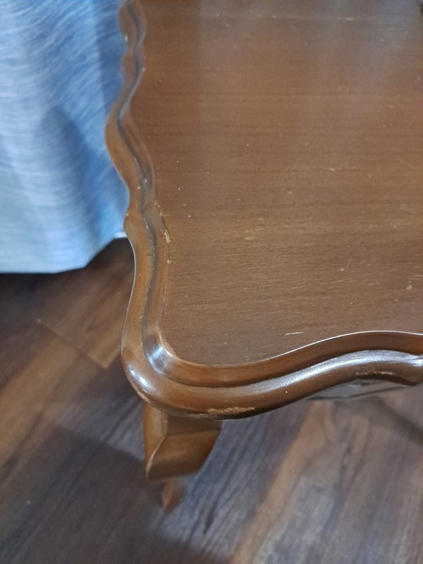Wooden Vintage French Provincial Style Flip-Top Side Table With Cabriole Legs gallery