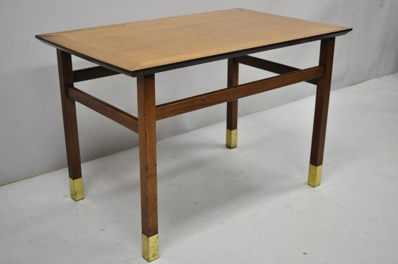 Mid Century Modern Walnut & Brass American of Martinsville End Tables - a Pair gallery