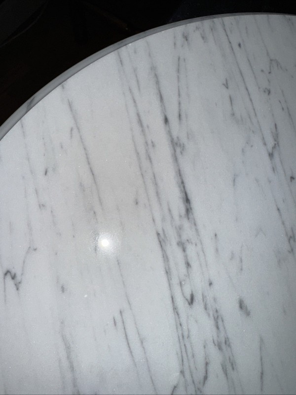 Vintage Solid Replacement 18” Marble Table Top (Italy) White & Gray Veining gallery