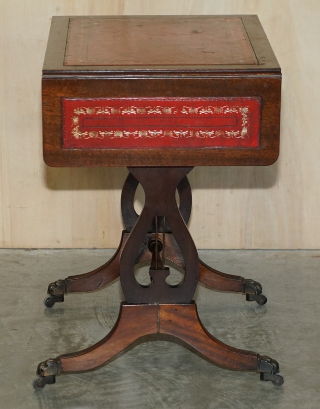 BEVAN FUNNELL OXBLOOD LEATHER SIDE END TABLE EXTENDING TOP GREAT GAMES TABLE gallery