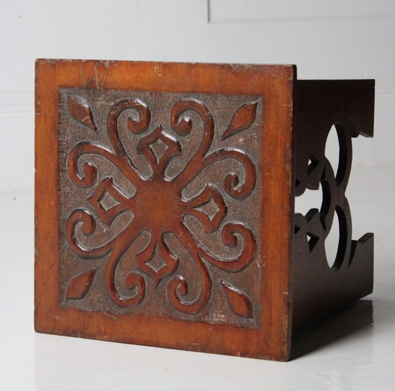 Antique Arts and Crafts Side Table Carved Mahogany gallery