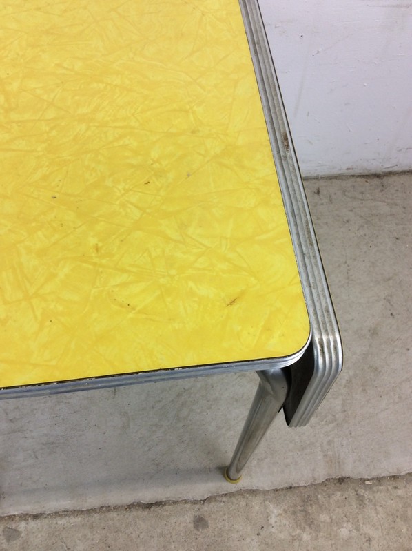 Mid Century Modern Small Yellow Formica Top Table with 2 Leafs gallery