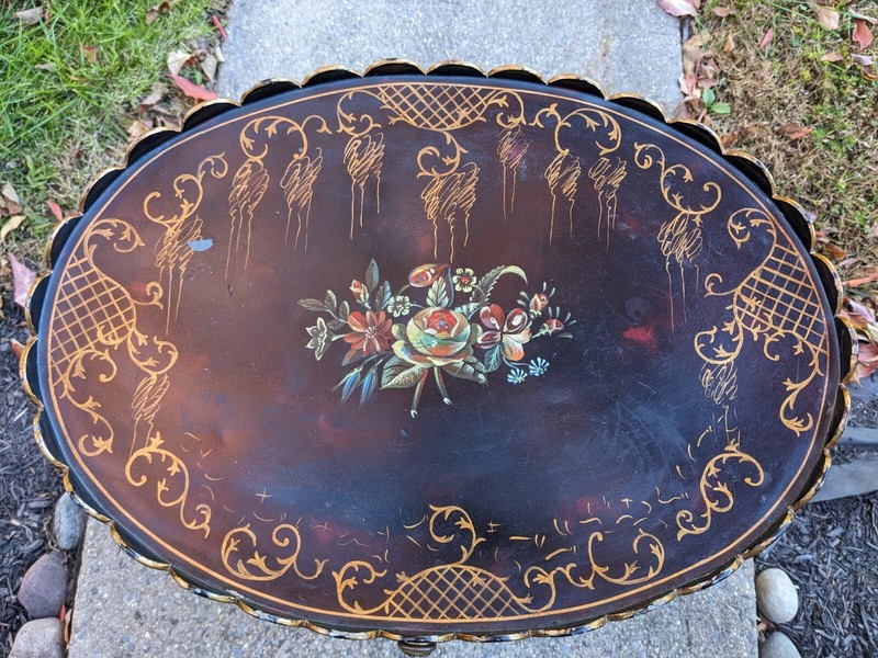Maitland Smith Table English Regency Metal Black Painted Two Tier Vintage Rare!! gallery
