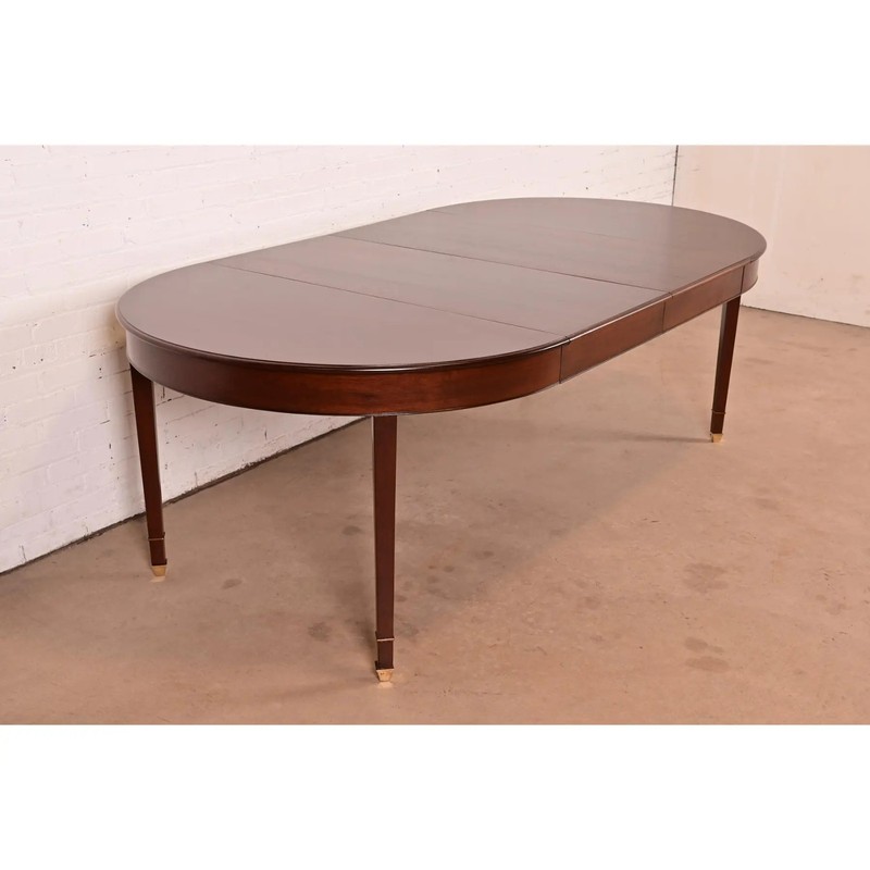 Baker Furniture Style Antique French Regency Louis XVI Mahogany Dining Table gallery
