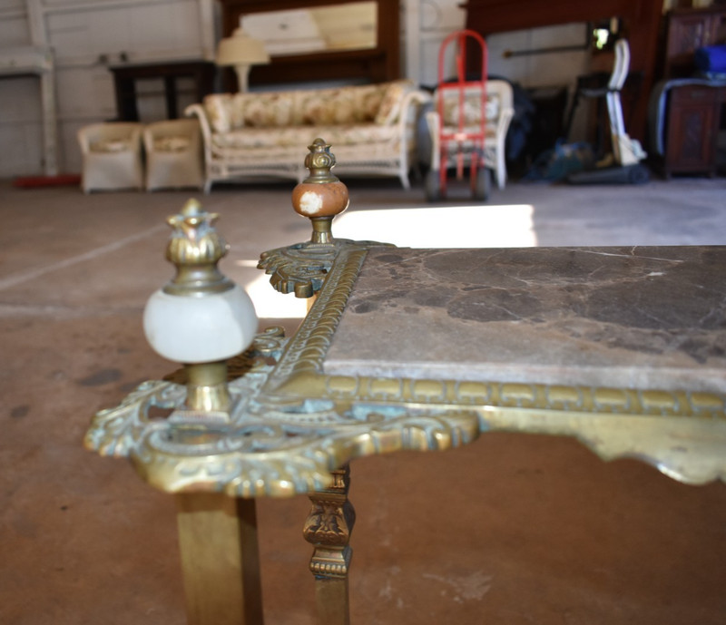 Antique French Louis XVI Style Gilt Brass Marble Top Étagère Side Accent Table gallery