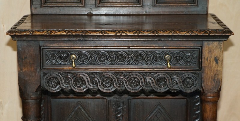 ANTIQUE 18TH CENTURY CIRCA 1720 GOTHIC JACOBEAN HALL CONSOLE TABLE SINGLE DRAWER gallery