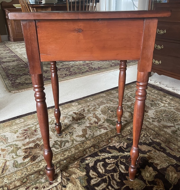 Antique 19th Century Sheraton Cherry One Drawer End Table or Night Stand gallery