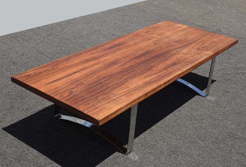 Vintage Mid Century Modern Teak Cocktail Coffee Table with a Chrome Base gallery
