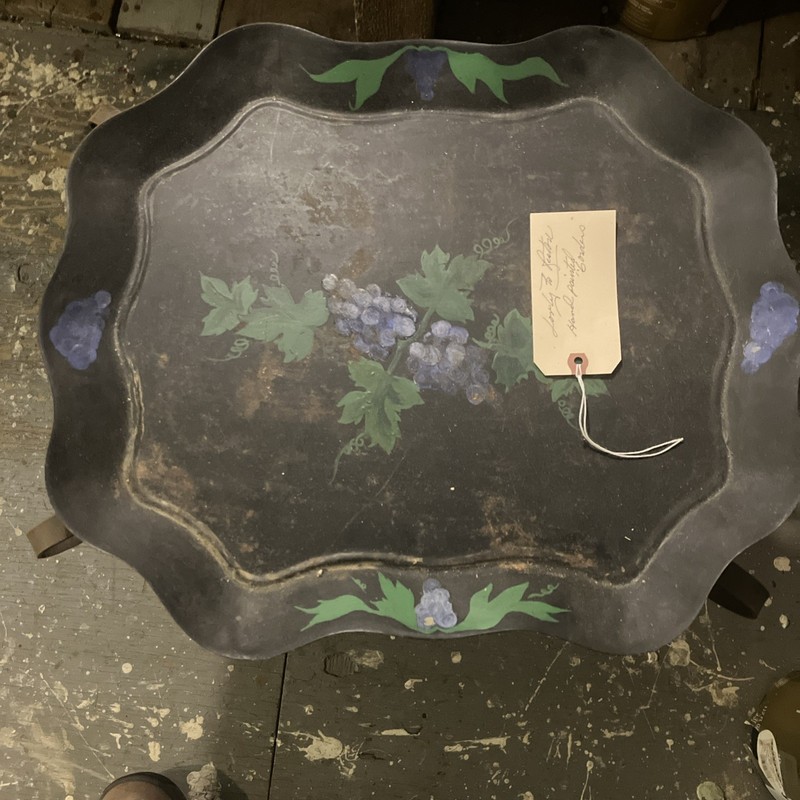 antique metal table Vintage End Table Out Door Table Food Tray Picnic Tray Old