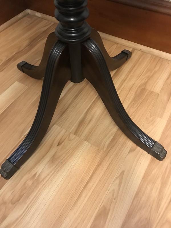 Round Antique Table with Drawer Mahogany Stain Refinished Duncan Phyfe legs gallery