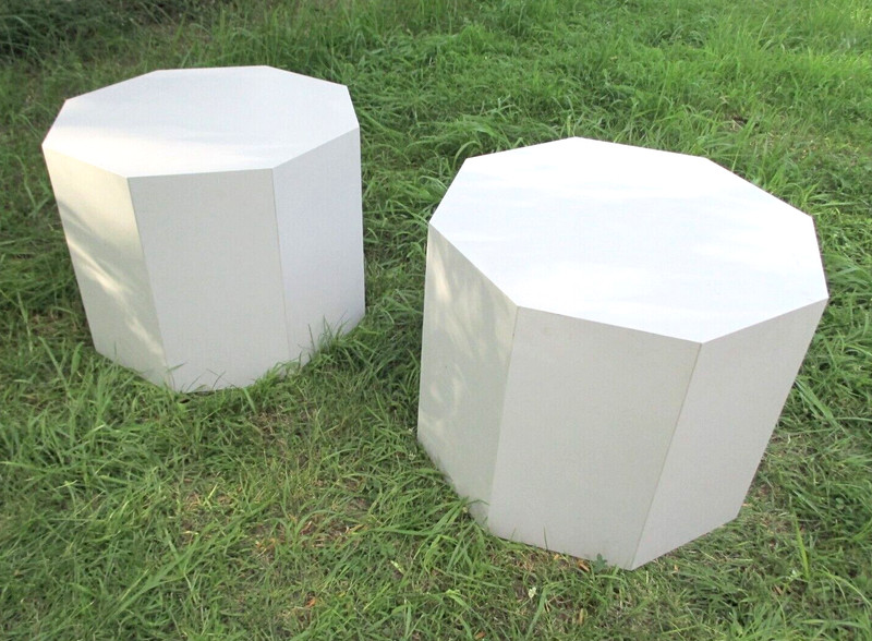 VINTAGE PAIR OF MID CENTURY OCTAGONAL END TABLES~PEDESTALS