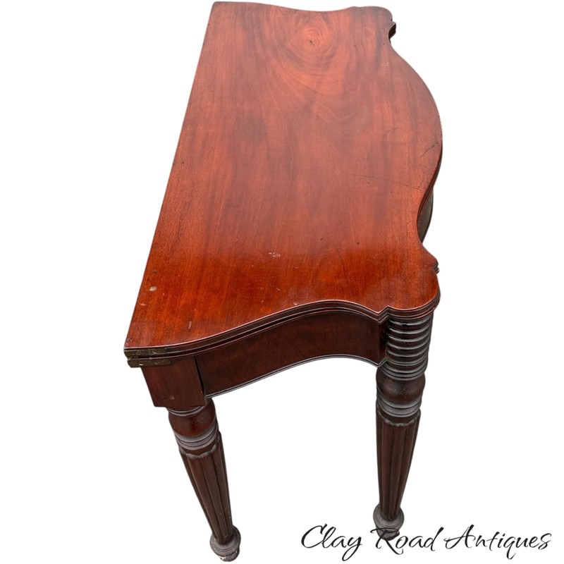 Antique mahogany Boston console card game table original finish federal 1820 gallery