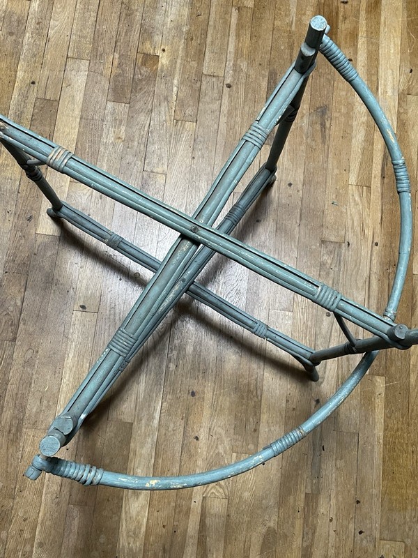 Vintage Round Wicker Rattan Bamboo Folding Table 2 Piece gallery