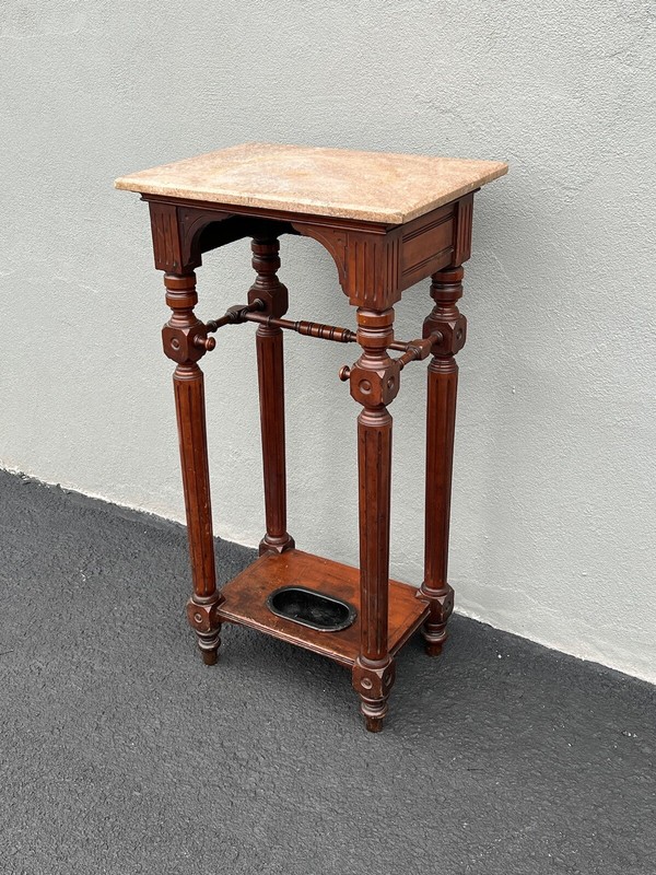 large Victorian marble top umbrella stand/table 1870s 45.5 Inches Tall! gallery