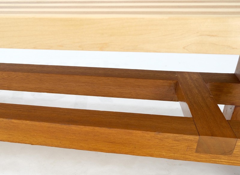 Custom Heavy Mid Century Modern Striped Butcher Block Style Coffee Table Bench gallery