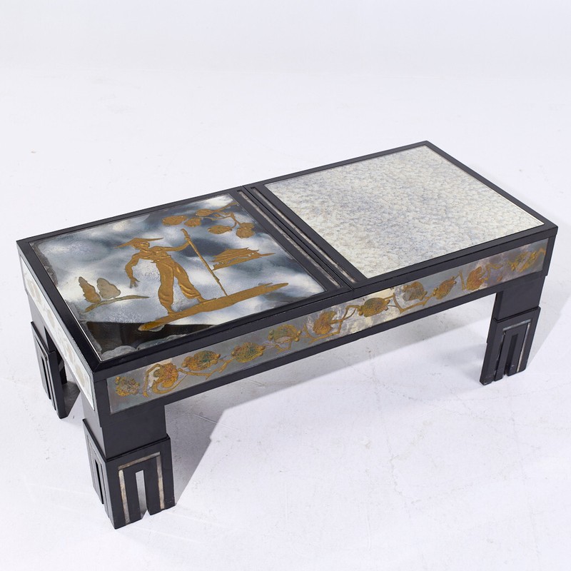 James Mont Mid Century Mottled Glass Coffee Table gallery