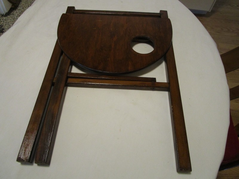 Vintage Wooden foldable side table Demilune gate-leg Smoke stand 18.5"H 1930's gallery