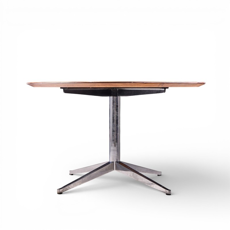 Florence Knoll Mid Century Walnut and Chrome Dining Table gallery